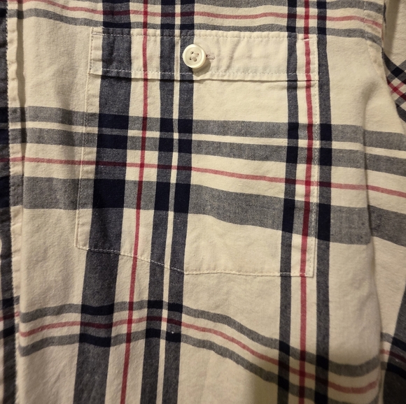 Express - Men's Button-Up Shirt - Medium - White with Red and Black Accents - Picture 3 of 4